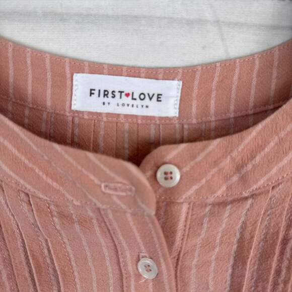 First Love People FP Beach Blossom Button Up Ribbed Henley Mini Dress in Pink - Picture 3 of 4